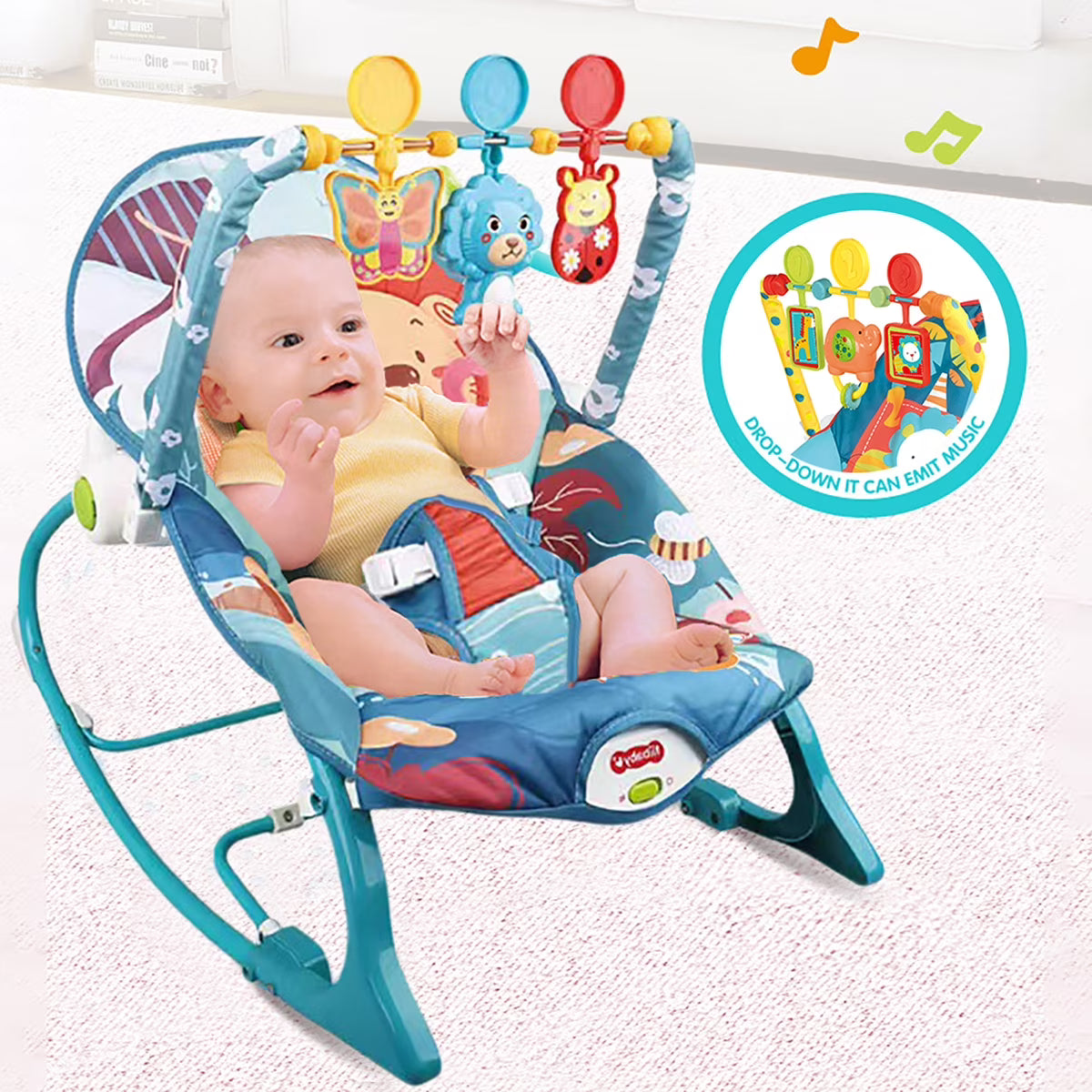 Blue Electric Baby Swing Bouncer Infant Seat with Music Hanging Toys X2126