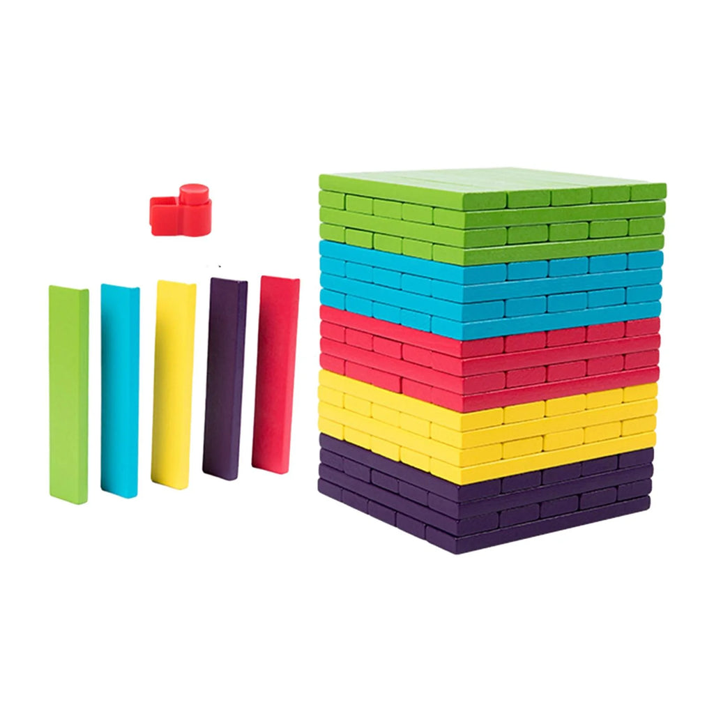 100 Pieces Wooden Blocks Stacking Game Building Kits Board Games N8207