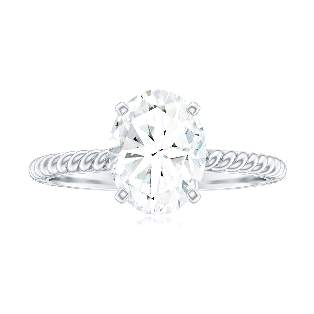 Oval Moissanite Solitaire Engagement Ring, 14K White Gold, US 8.00 Y77166