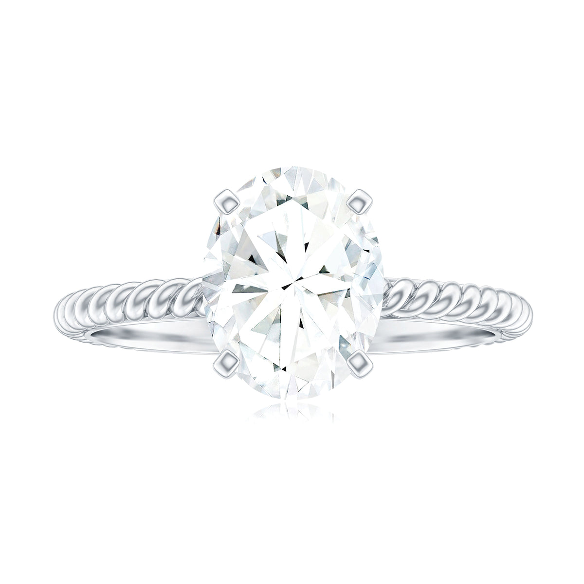 Oval Moissanite Solitaire Engagement Ring, 14K White Gold, US 8.00 Y77166