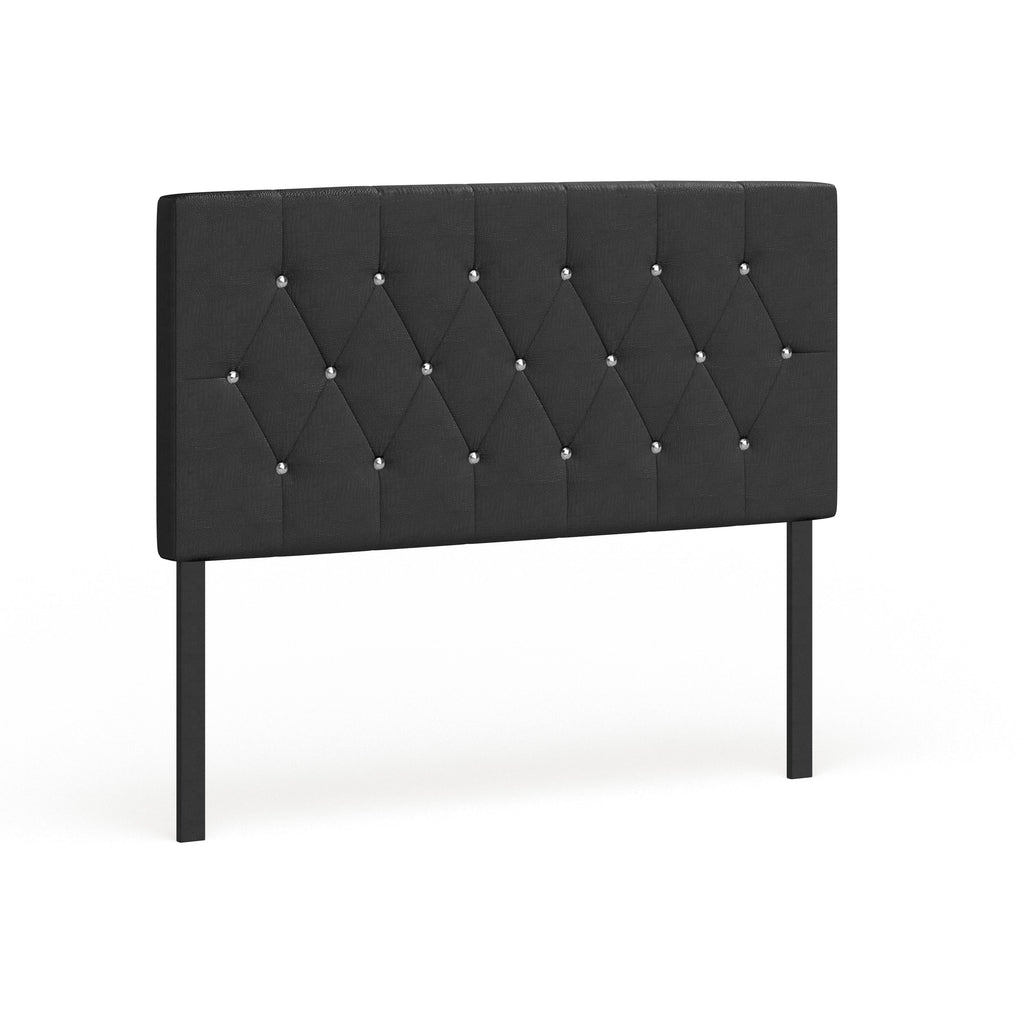 Black Faux Leather Button-Tufted Headboard Q571