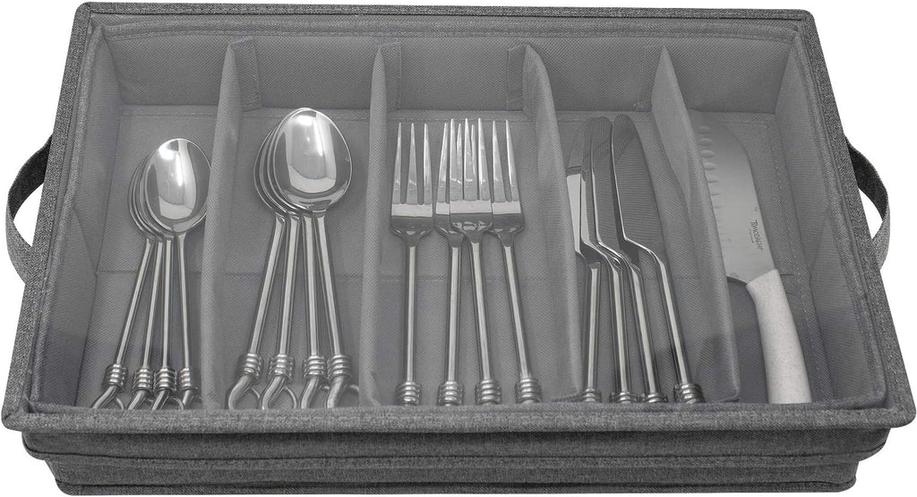 Gray Flatware Storage Chest with Clear Lid V9926