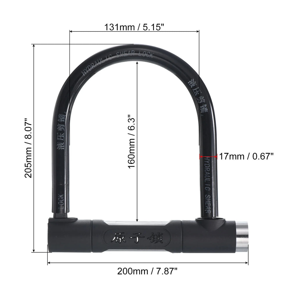 Black 13mm Bike U Lock with 2 Keys G654830