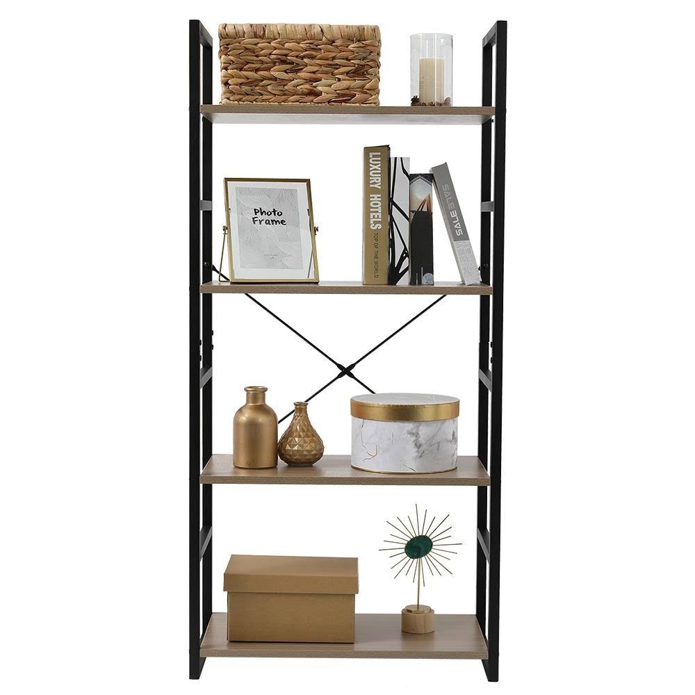 4 Tier Wood and Metal Bookcase K211096