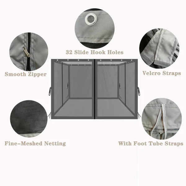 Black 4-Side Mosquito Netting with Zippers Q41427