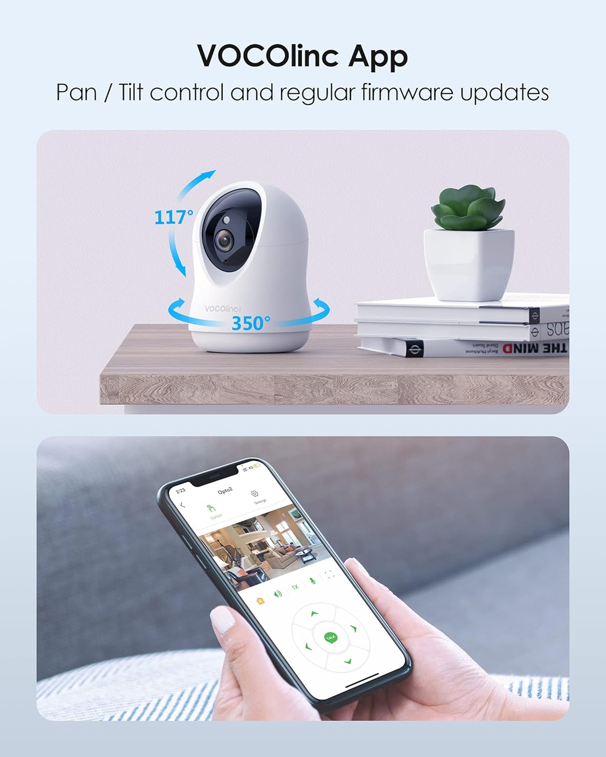 1080P Indoor Pan/Tilt Security Camera with Night Vision and 2-Way Audio R627176