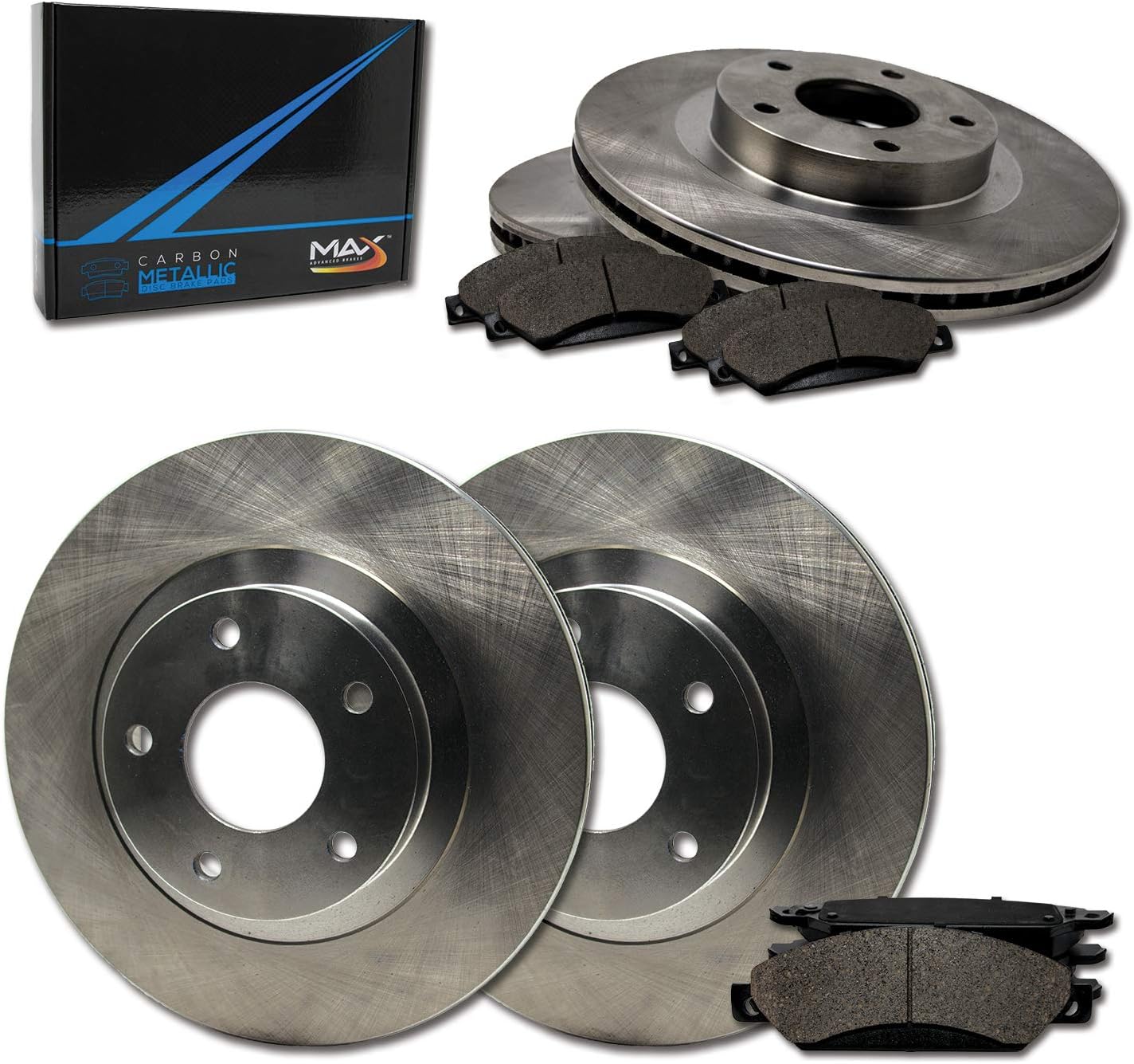 Front + Rear Max Brakes Elite XDS Rotors with Carbon Metallic Pads U589279