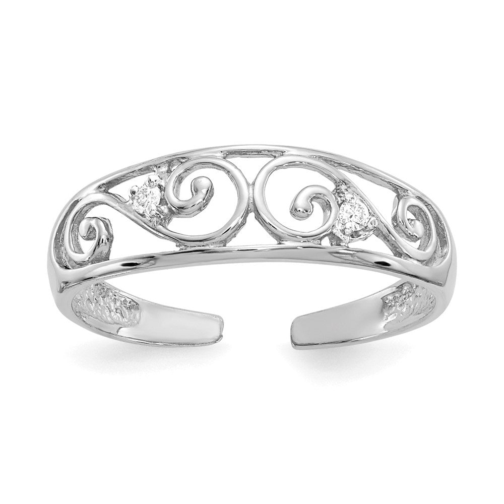 14k White Gold .02ct Diamond Scroll Toe Ring Q5467