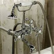 Polished Chrome Tub Wall-Mounted Faucet with Hand Shower Y657294