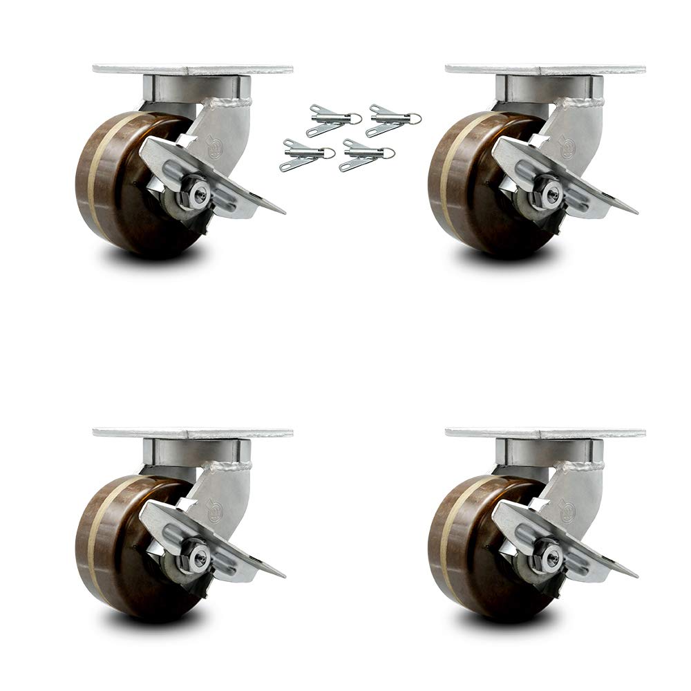 Kingpinless High Temperature Phenolic Swivel Caster with Brake U746