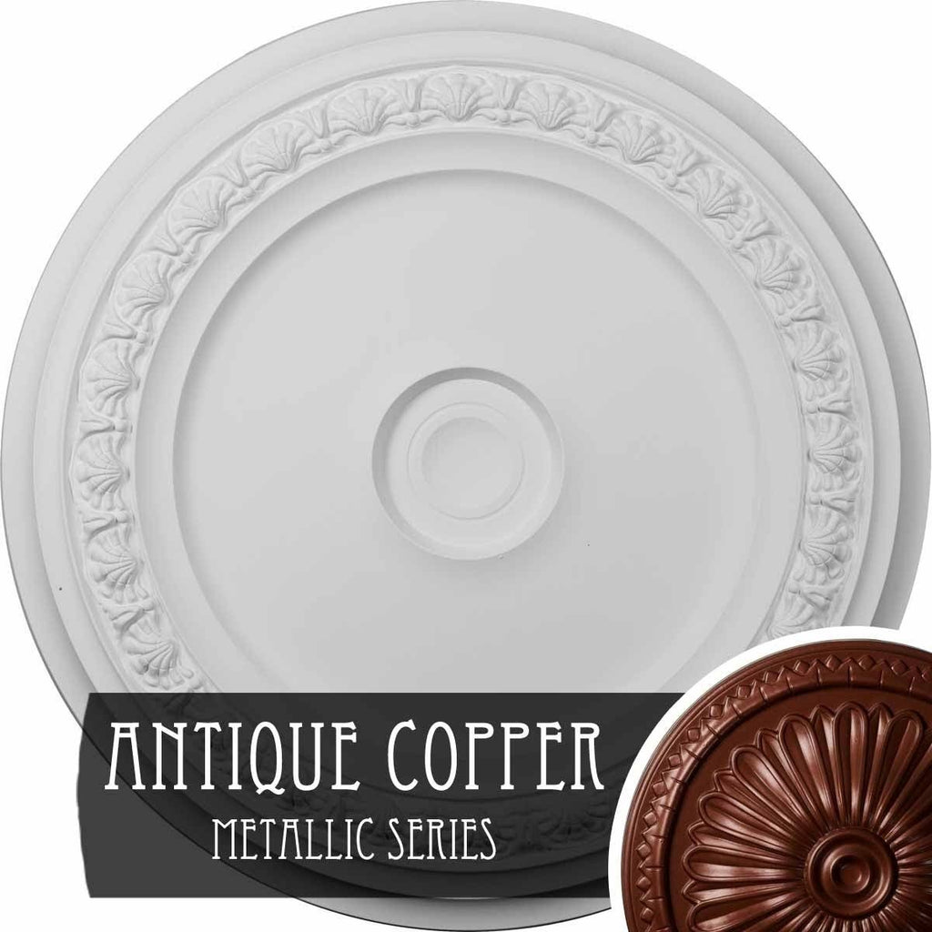 31 1/8x22OD x 1 1/2x22P Hand-Painted Copper Green Patina Ceiling Medallion T612