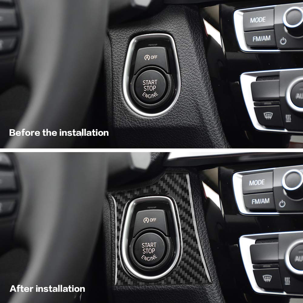 Carbon Fiber Start Stop Engine Ignition Frame Sticker (Black) K32053