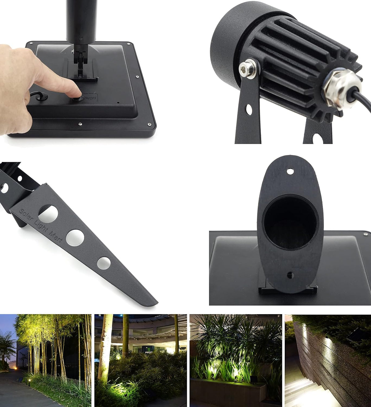 Cast Aluminium Solar-Powered LED Spotlight B9182