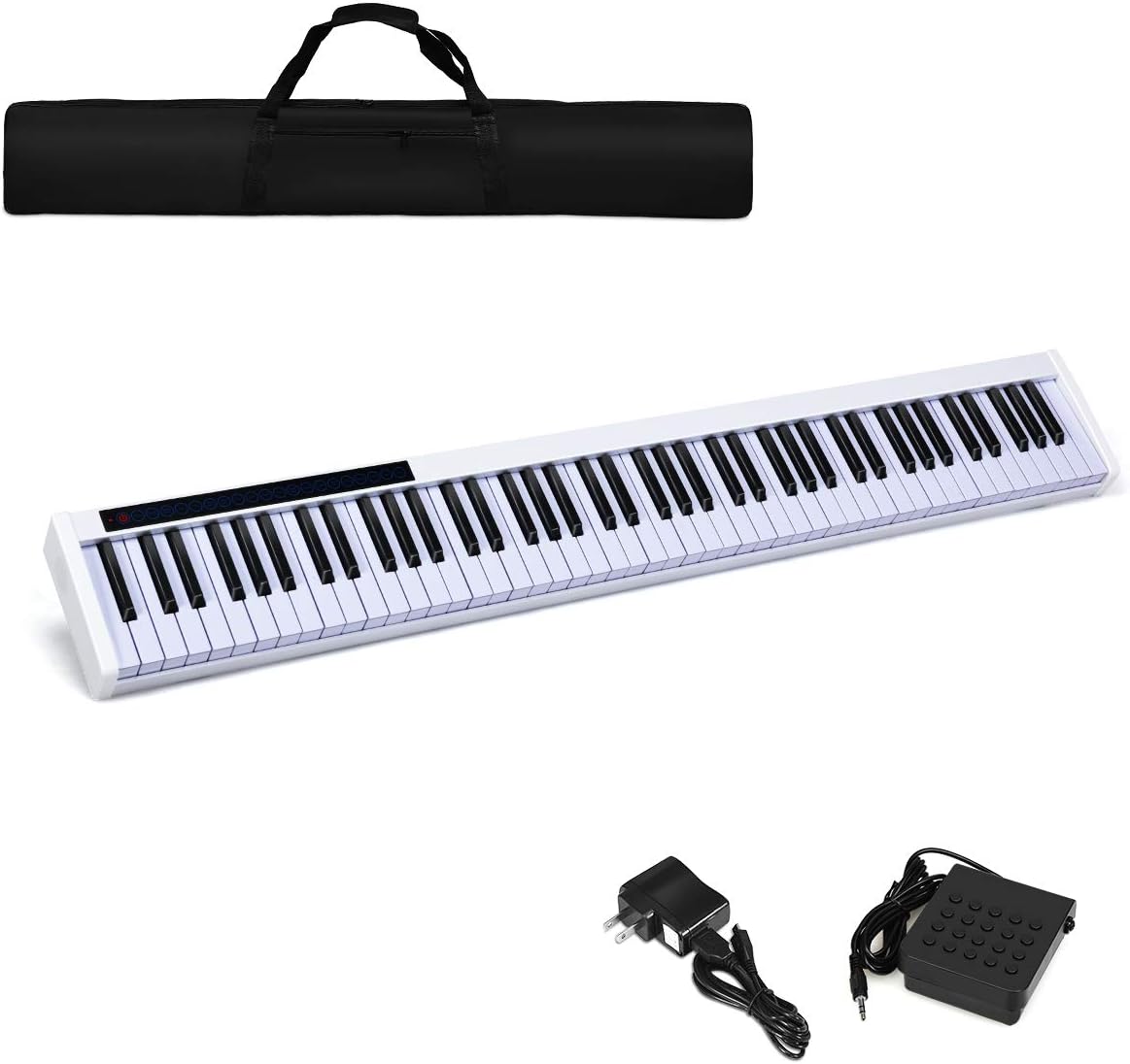 White 88-Key Portable Digital Piano with Semi Weighted Keys W1321