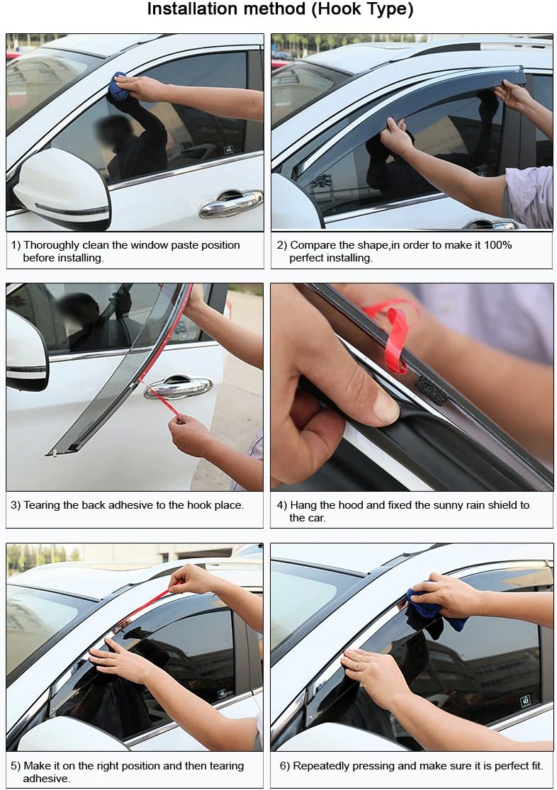 Car Window Visor Vent Shade Deflector Sun/Rain Guards Pack of 2 S55072