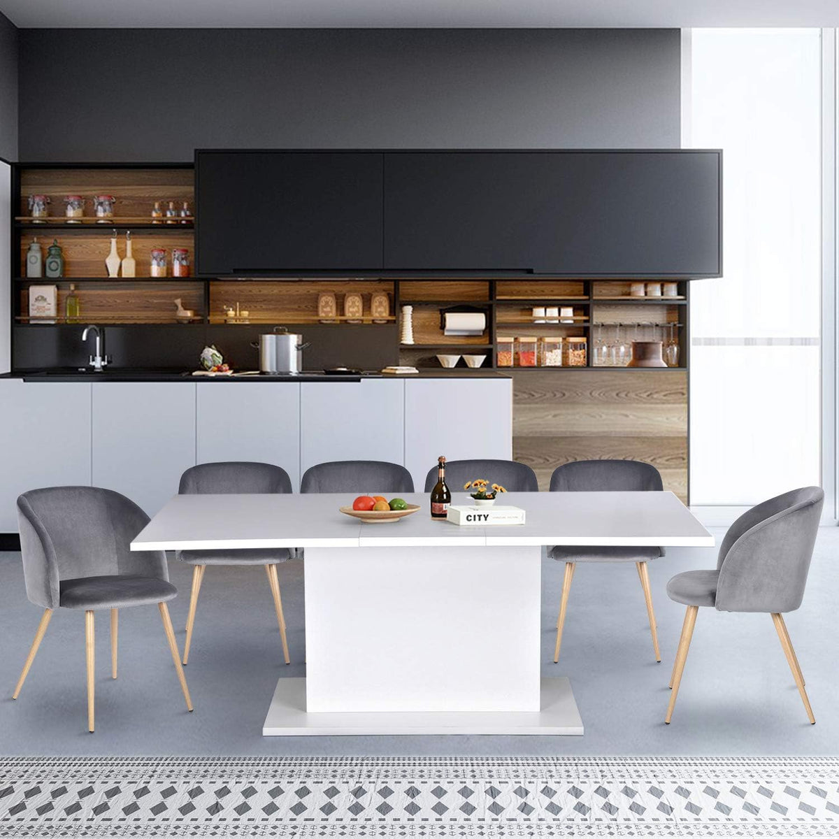 White High Gloss Wooden Expandable Dining Table K825097