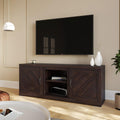 Farmhouse TV Stand with Two Shelves and Storage Cabinets A557
