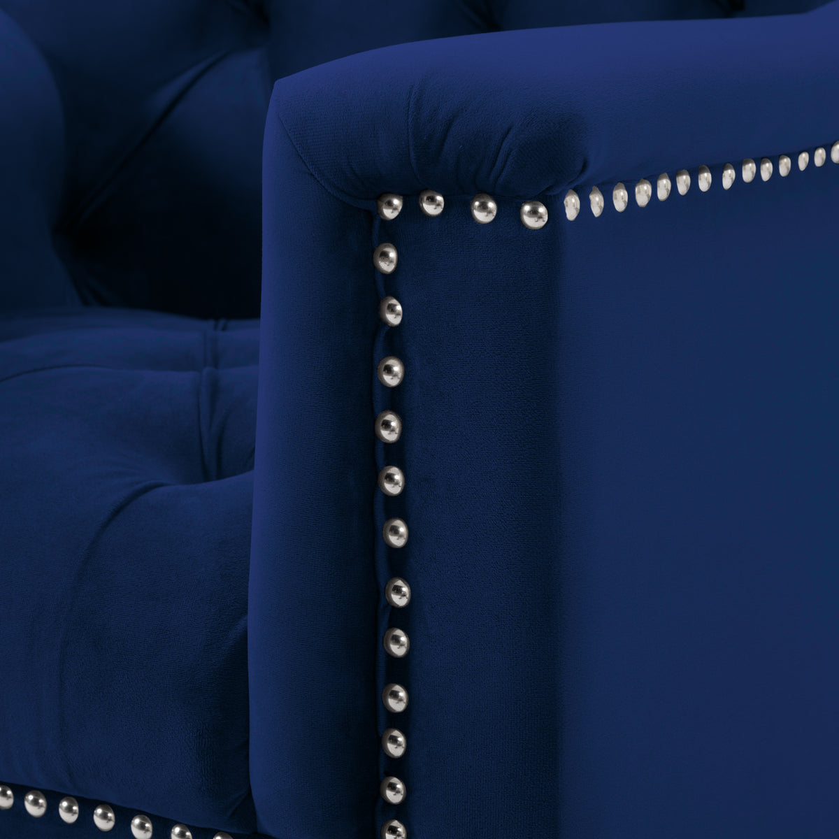 Navy Blue Velvet 3 Piece Living Room Set K594559