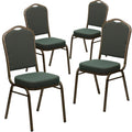 Green Patterned Fabric Crown Back Stacking Banquet Chair D543507