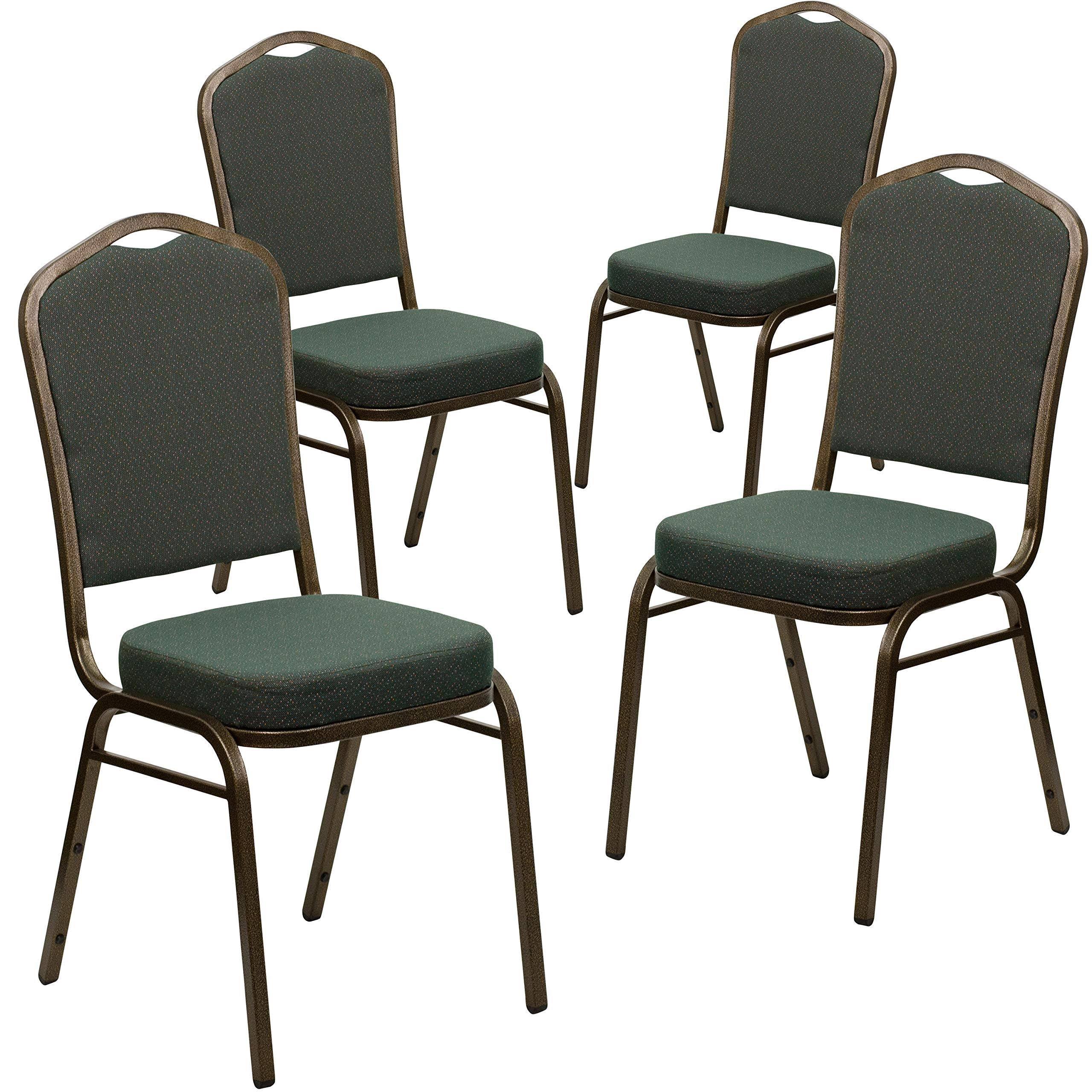 Green Patterned Fabric Crown Back Stacking Banquet Chair D543507
