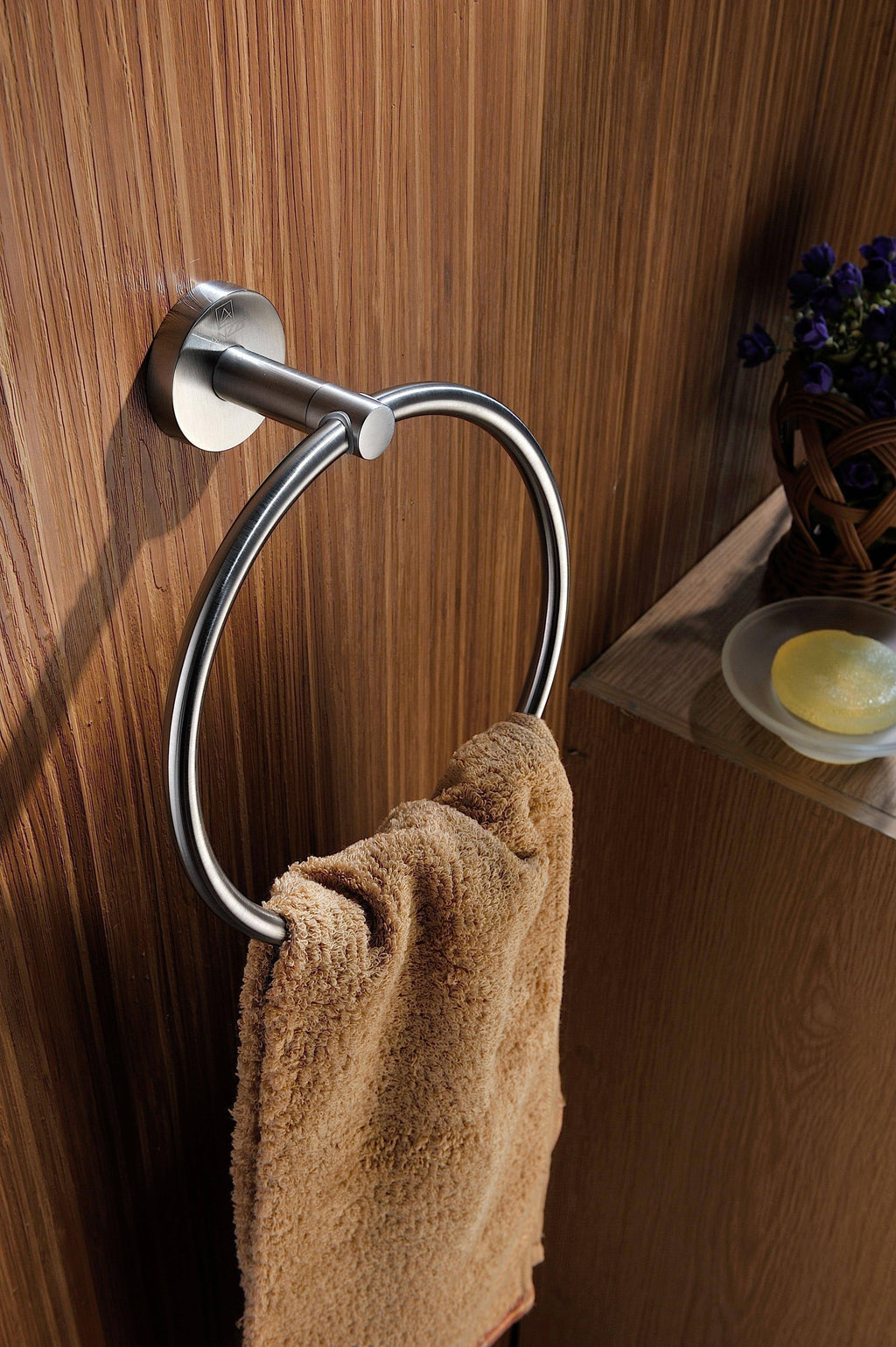 Brushed Nickel Towel Ring E33491