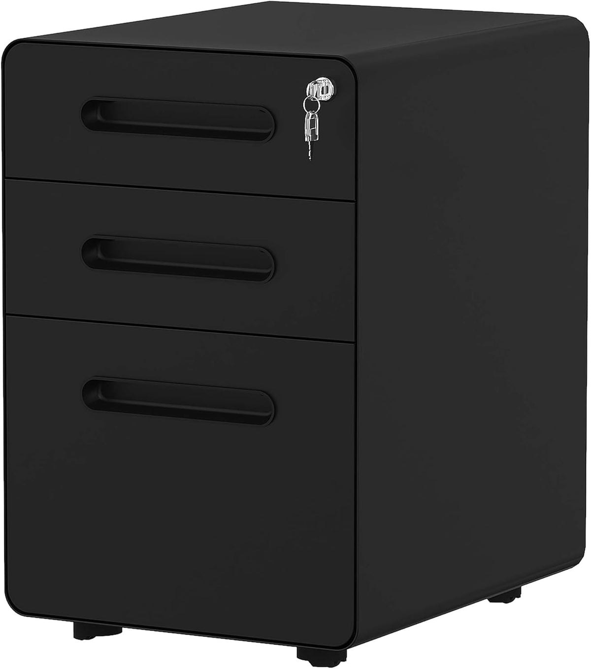 White Metal 3-Drawer Rolling File Cabinet with Lock C960271