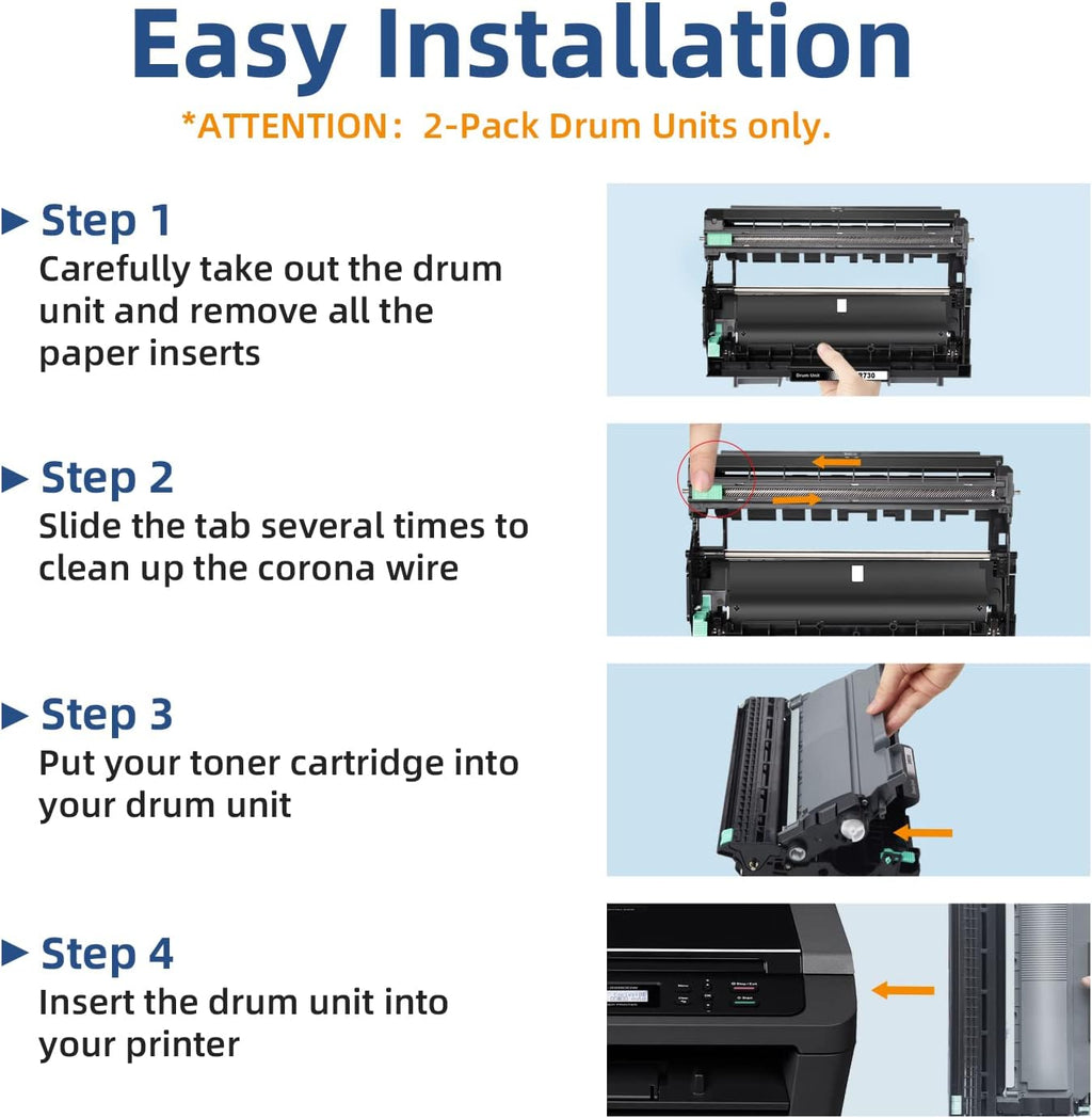 Compatible DR730 Drum Unit Replacement for Brother Printers (2 Pack) X103