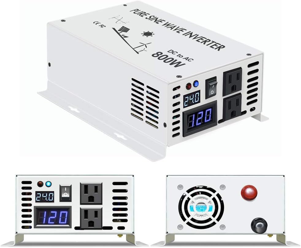 Pure Sine Wave 800W Power Inverter DC to AC 24V 120V X40939