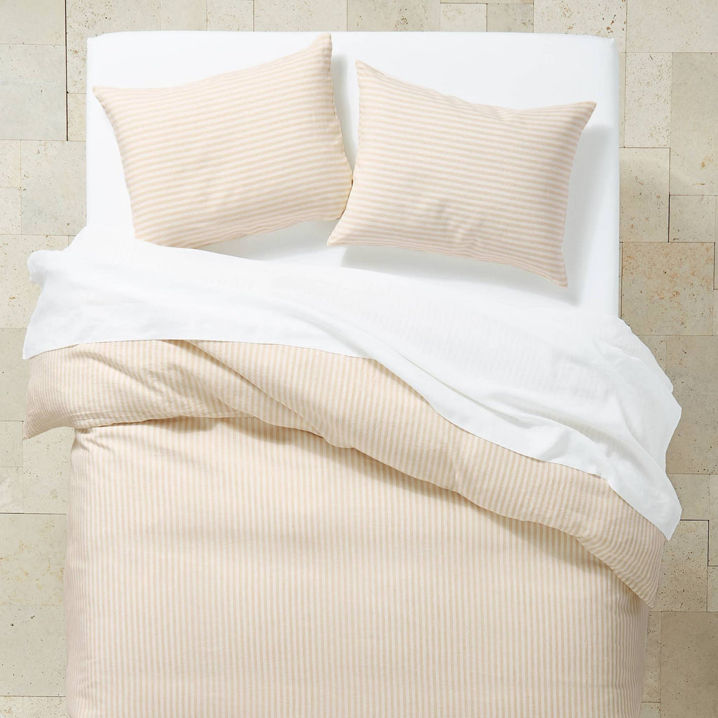 White/Natural Stripe Duvet and Sham Set C2369