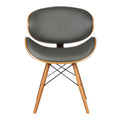 Walnut Wood & Gray Faux Leather Dining Chair V319