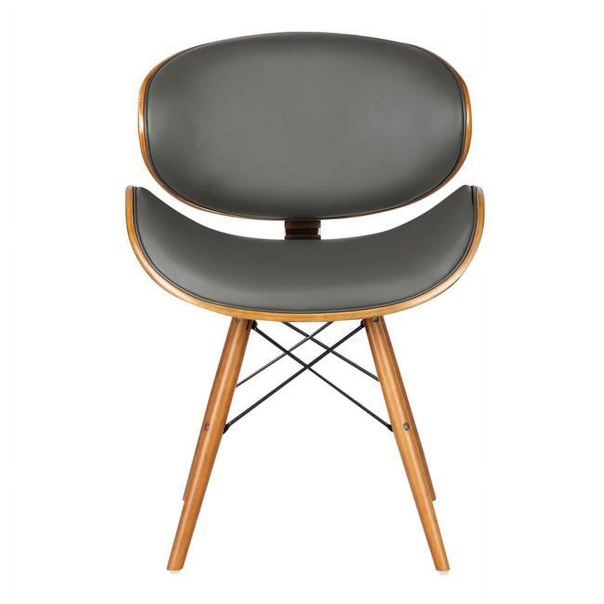 Walnut Wood & Gray Faux Leather Dining Chair V319
