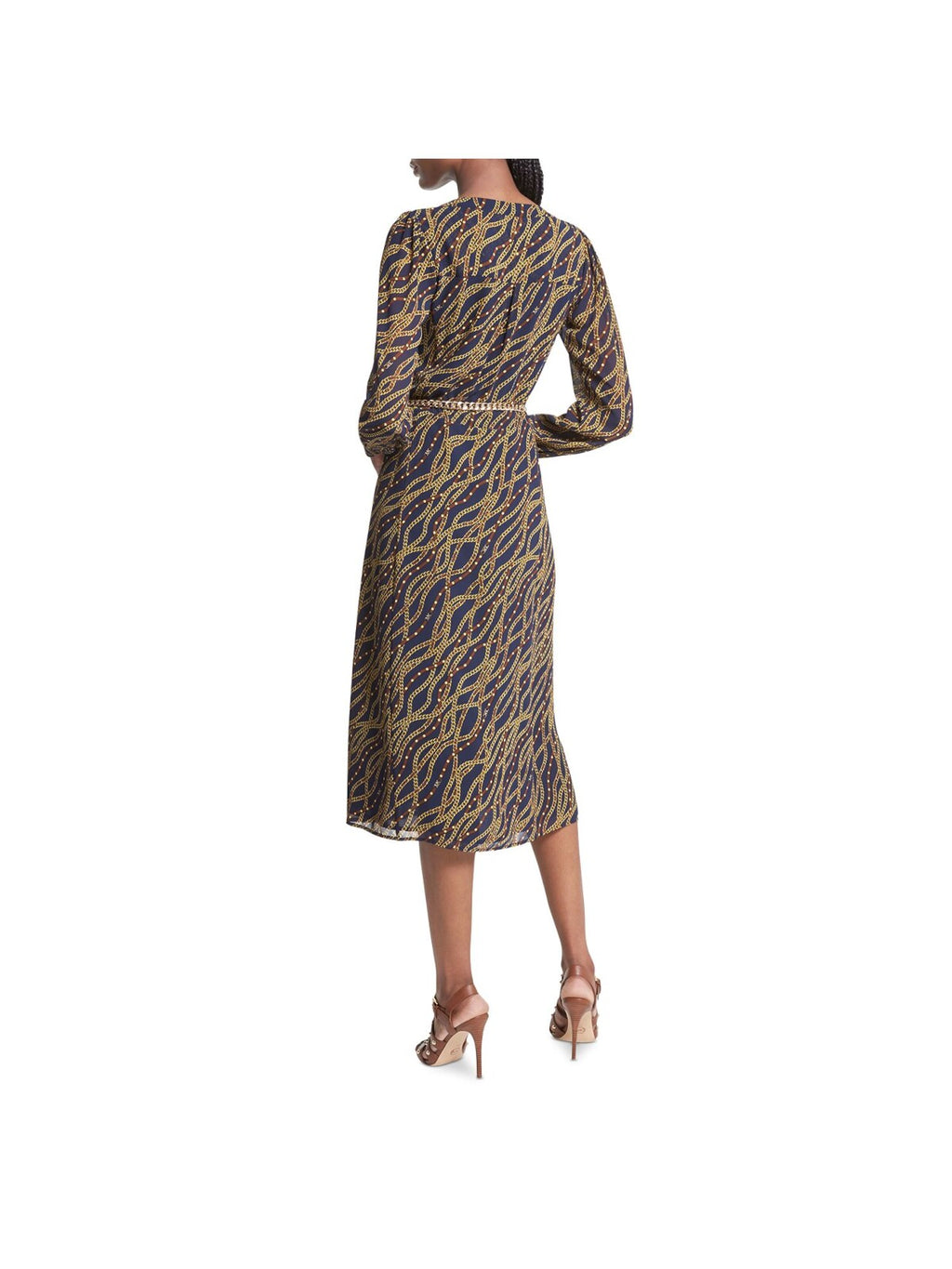 Navy V Neck Midi Cocktail Shirt Dress E5638