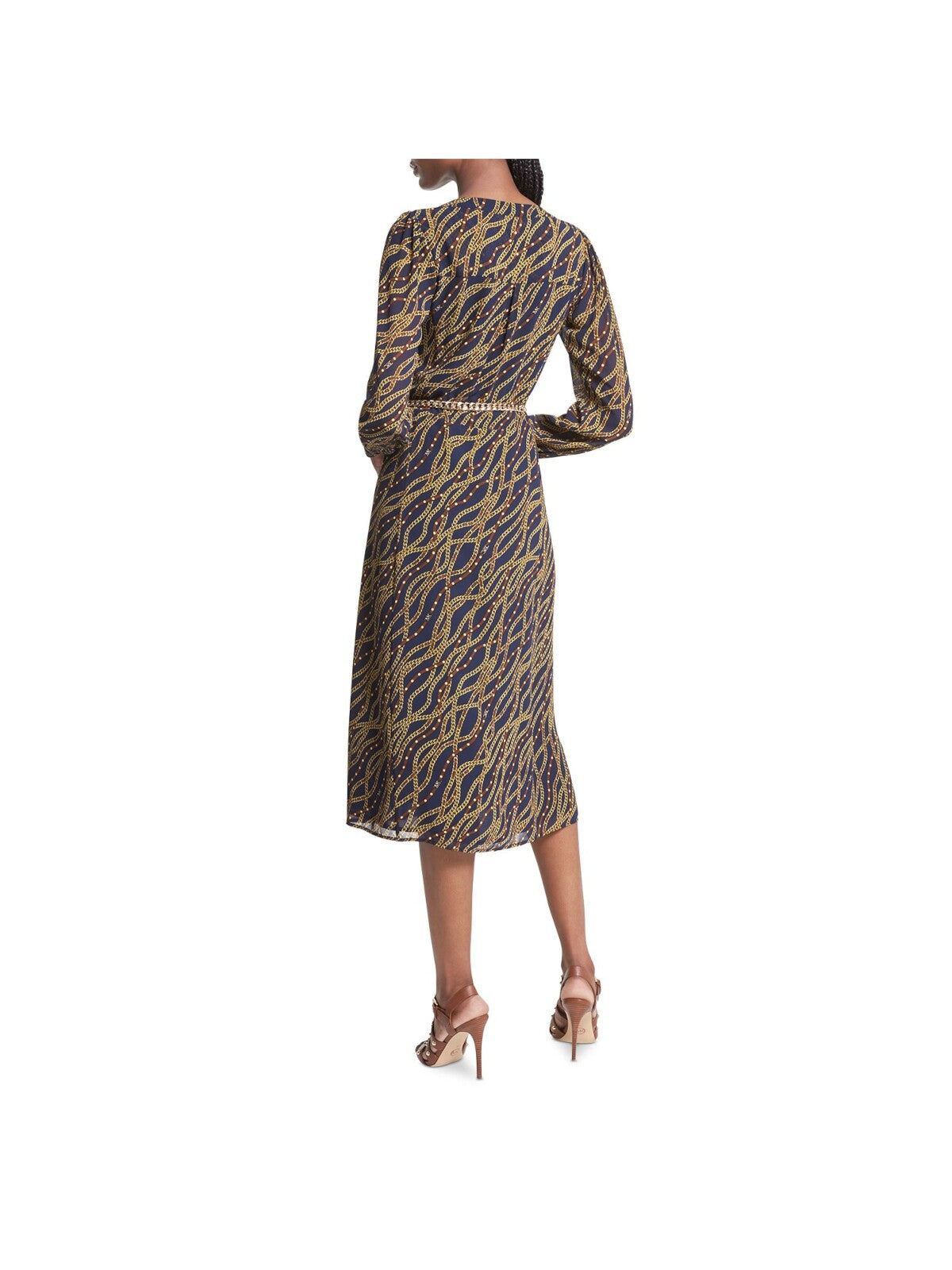 Navy V Neck Midi Cocktail Shirt Dress E5638