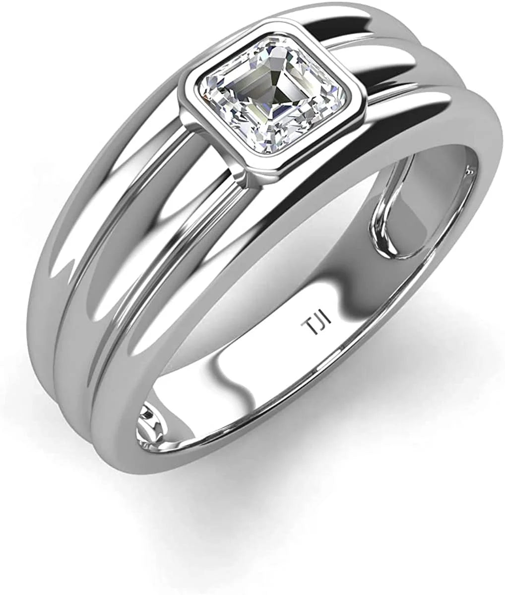 14K White Gold Men Wedding Band G9149