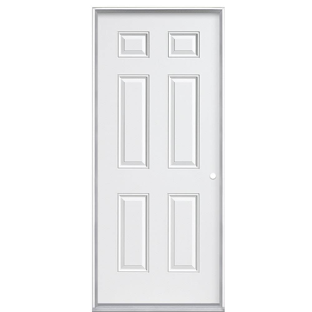 36-in x 80-in Steel Left-Hand Inswing Primed Fire Rated Prehung Single Front Door with Brickmould in White F320