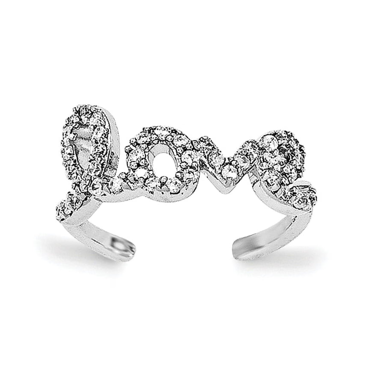 Sterling Silver Rhodium-plated CZ Toe Ring N804