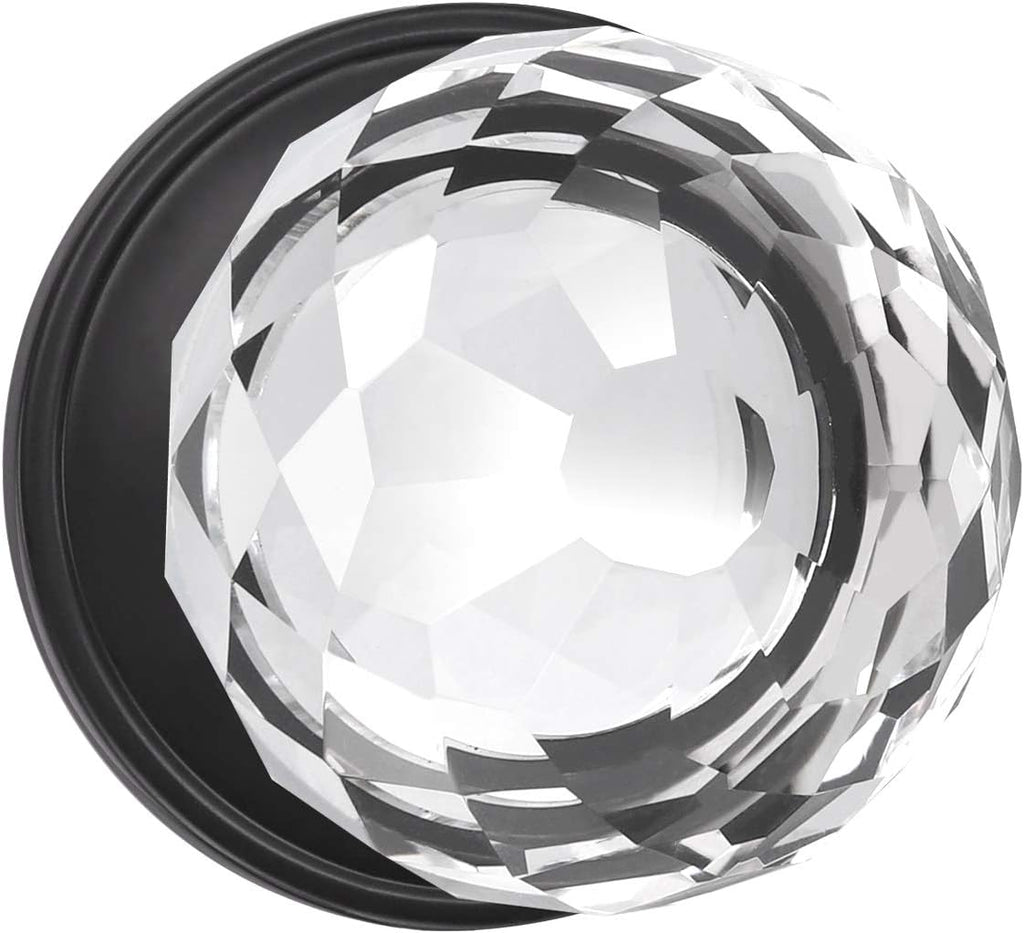 5 Pack Crystal Style Door Knob, Faceted Glass Door Knobs, Privacy Door Knobs, Matte Black U674127