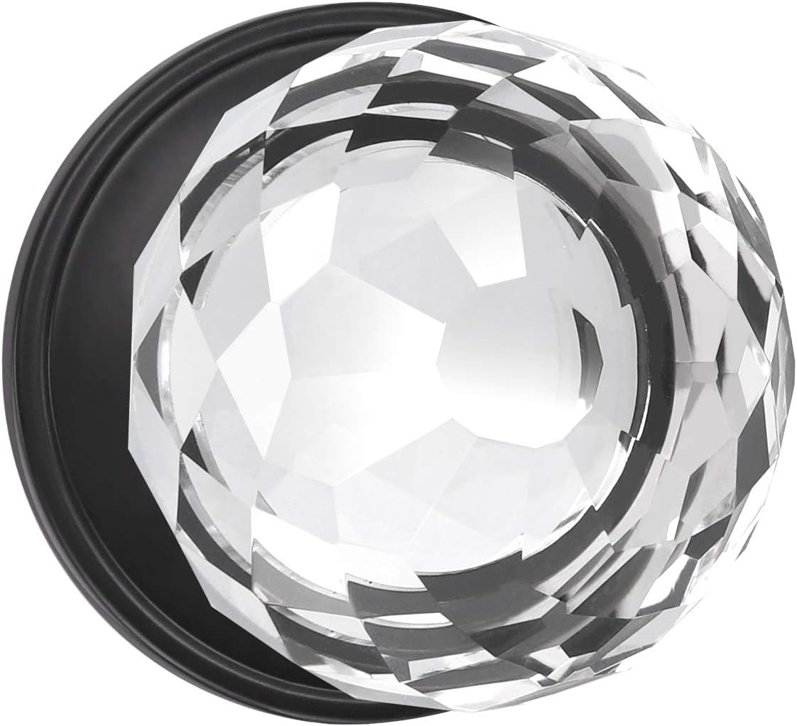 5 Pack Crystal Style Door Knob, Faceted Glass Door Knobs, Privacy Door Knobs, Matte Black U674127