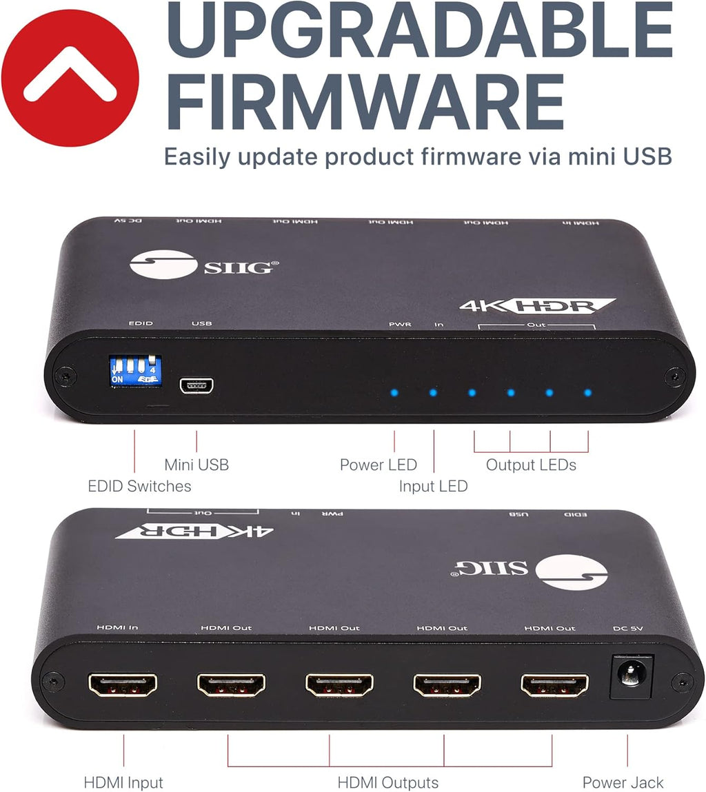 1x4 HDMI 4K 60Hz HDR Splitter 4 Port 1 in 4 Out R8579