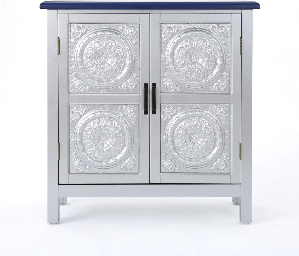 Navy Blue Firwood Cabinet with Faux Wood Overlay K3843