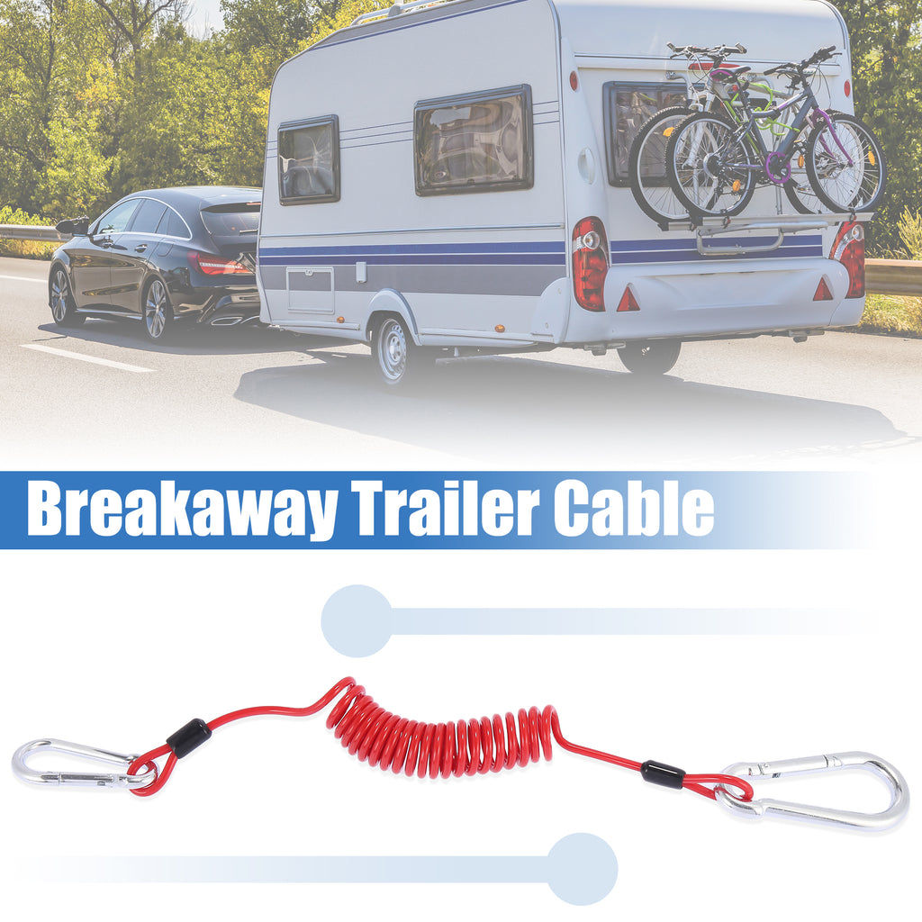 4pcs RV Trailer Breakaway Brake Cable Spring Towing Coiled Wire Extend to 6ft Strap E32523