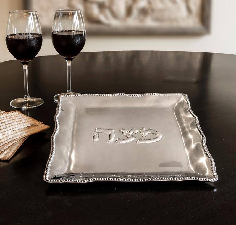 Matzo Plate with Pearls V2427