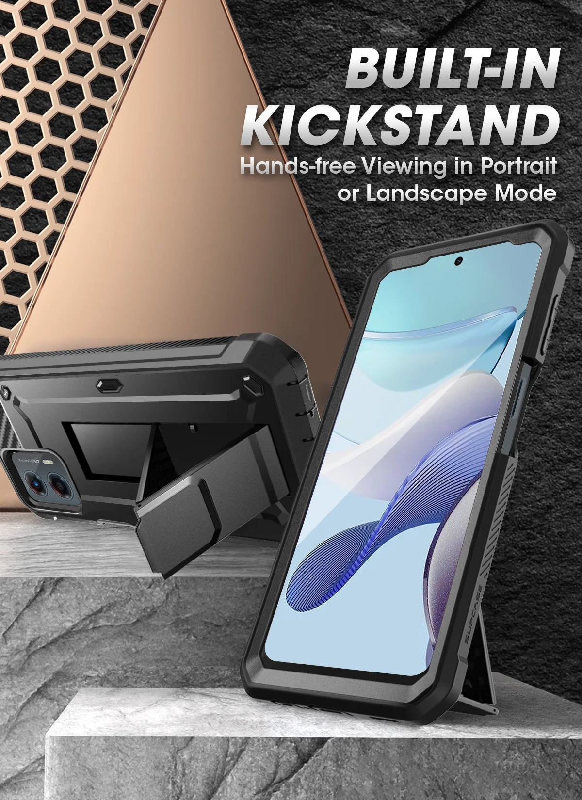 Black Rugged Case with Belt Clip and Kickstand N7510