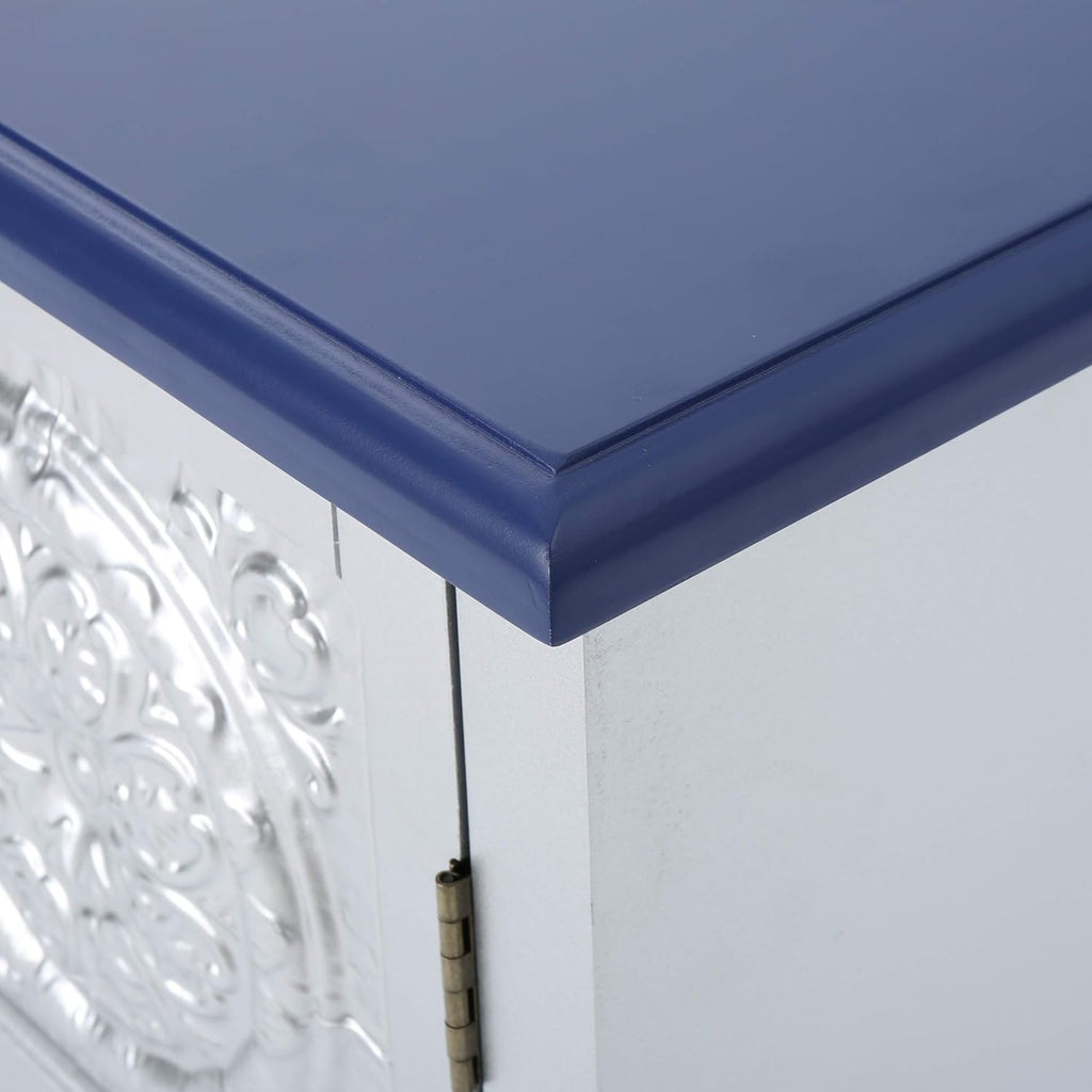 Navy Blue Firwood Cabinet with Faux Wood Overlay K3843