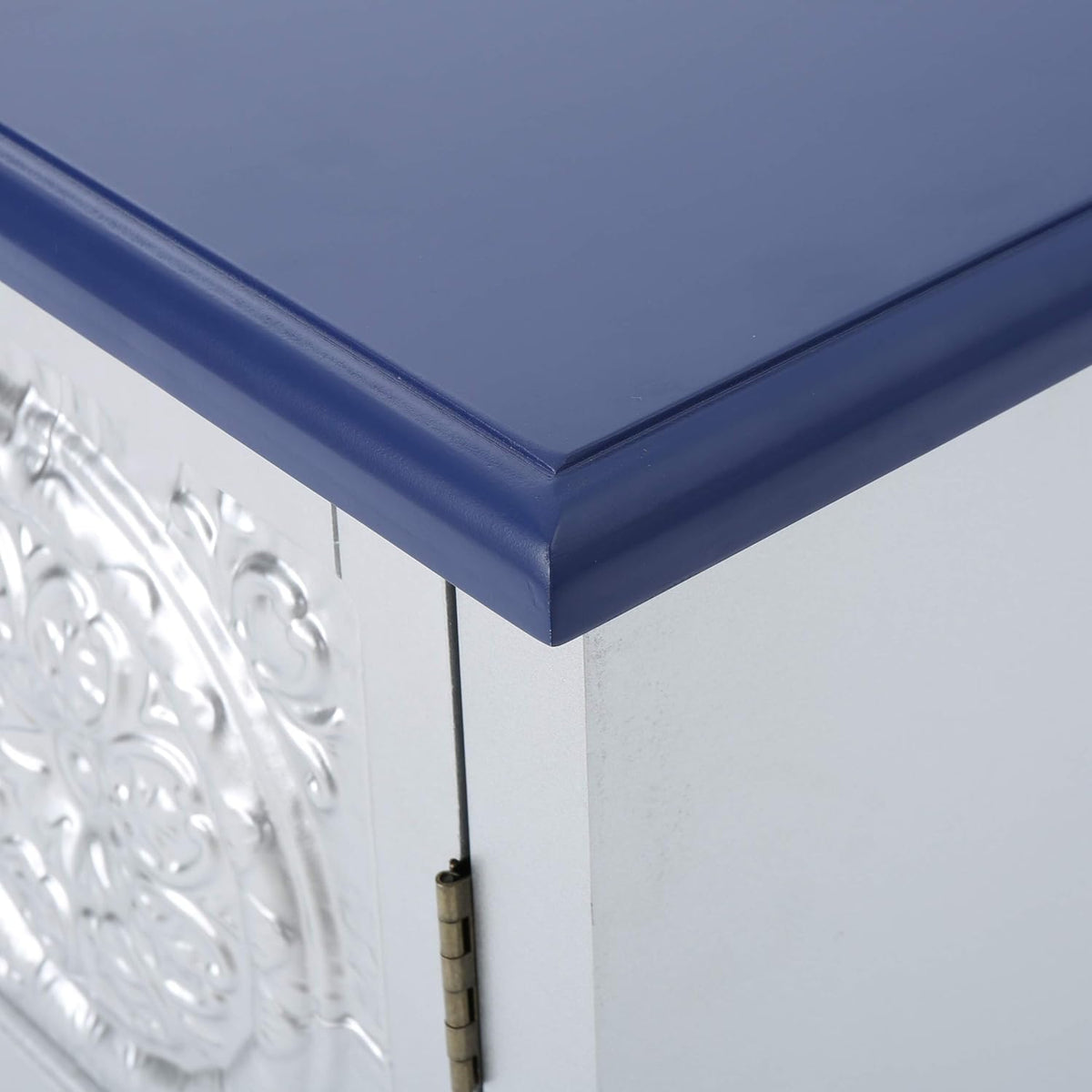 Navy Blue Firwood Cabinet with Faux Wood Overlay K3843