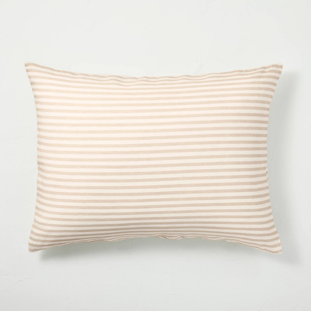 White/Natural Stripe Duvet and Sham Set C2369