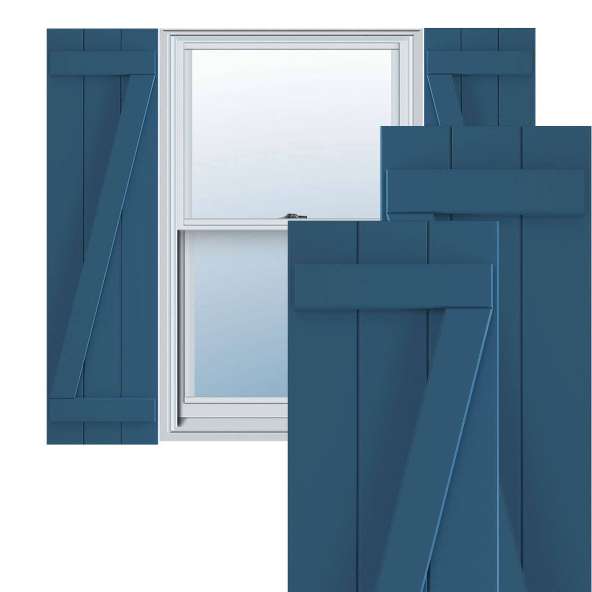 16 1/8x22W x 62x22H PVC Three Board Joined Board-n-Batten Shutters with Z-Bar F8798