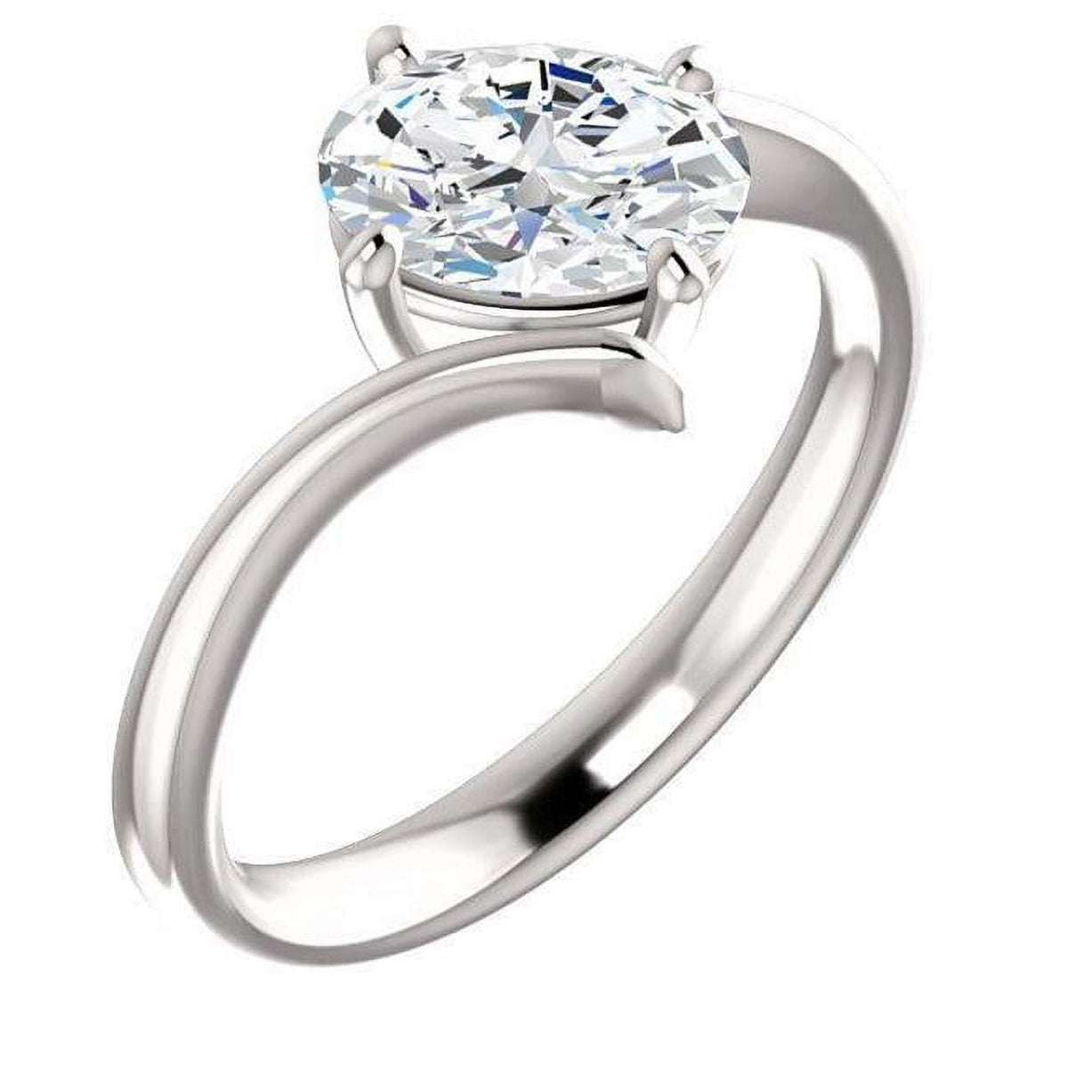 1.25 CT Solitaire Oval Diamond Engagement Ring, 14K White Gold W8672
