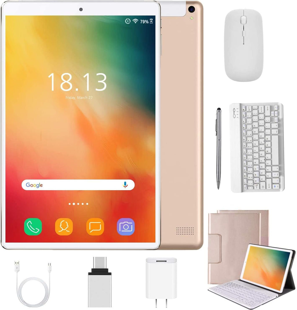 2 in 1 Tablets 10 Inch with Wireless Keyboard Case, 4GB RAM 64GB ROM, Gold J639950