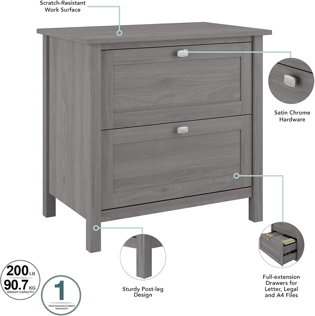 2 Drawer Lateral File Cabinet, Gray Q21345